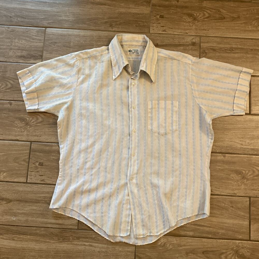 Rare 1960s 1970s KMart Mens Medium Collar Short Sleeve Shirt Retro Disco